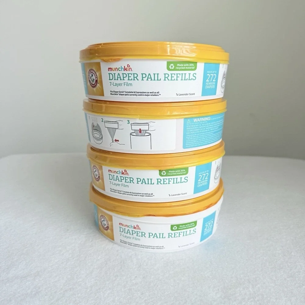 Lot of 4‎ Munchkin Arm & Hammer Diaper Pail Refills 7-Layer Lavender 272